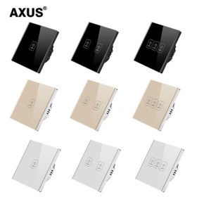 AXUS EU – interrupteur mural tactile, 1/2/3 boutons, 1 voie, en verre cristal blanc et noir trempé, AC 100-220V