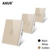 AXUS EU – interrupteur mural tactile, 1/2/3 boutons, 1 voie, en verre cristal blanc et noir trempé, AC 100-220V