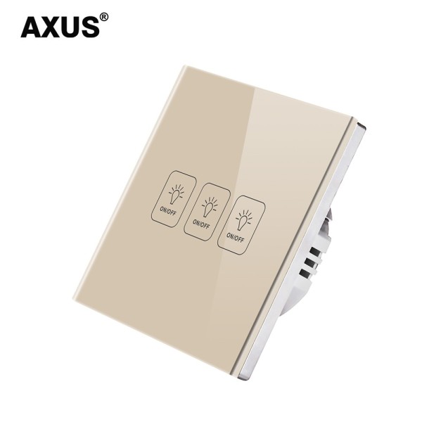 AXUS EU – interrupteur mural tactile, 1/2/3 boutons, 1 voie, en verre cristal blanc et noir trempé, AC 100-220V